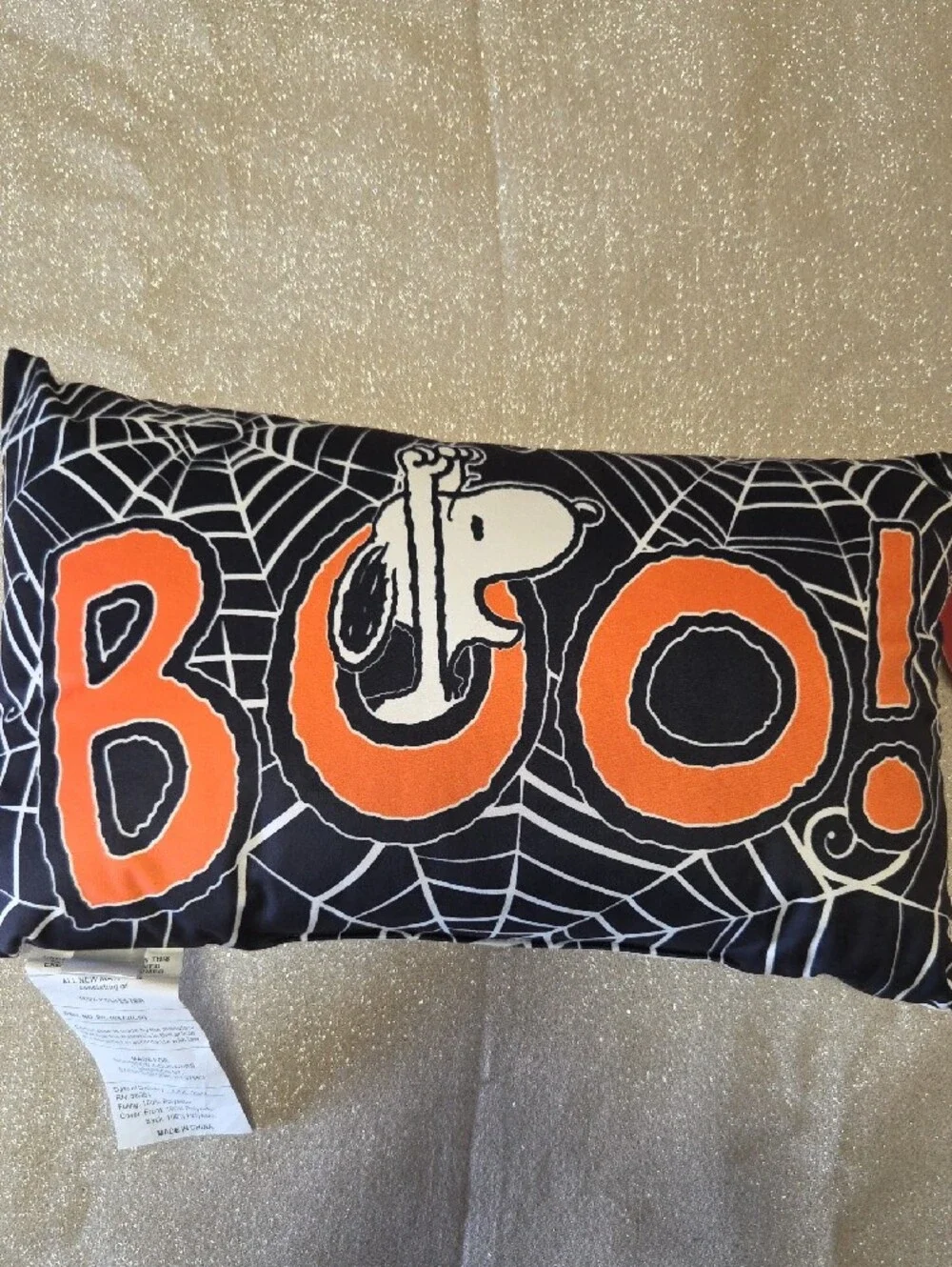 Peanuts Snoopy 'BOO!' Halloween Decorative Pillow - Black & Orange